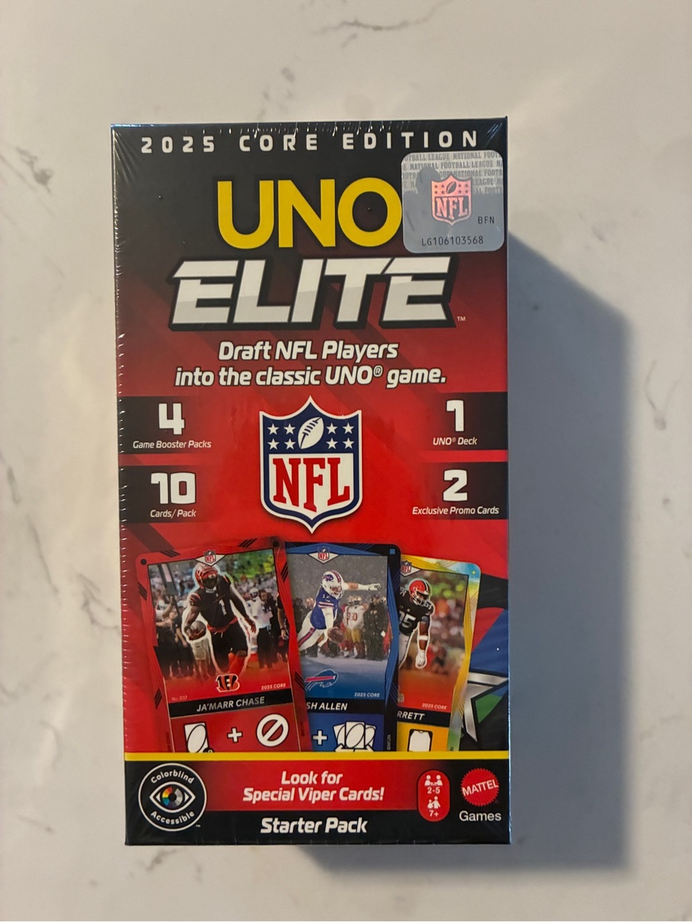 2025 UNO Elite NFL Starter Pack Sealed NIB Mattel Game Cards